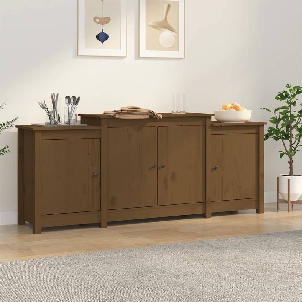 vidaXL Sideboard Honigbraun 164x37x68 cm Massivholz Kiefer