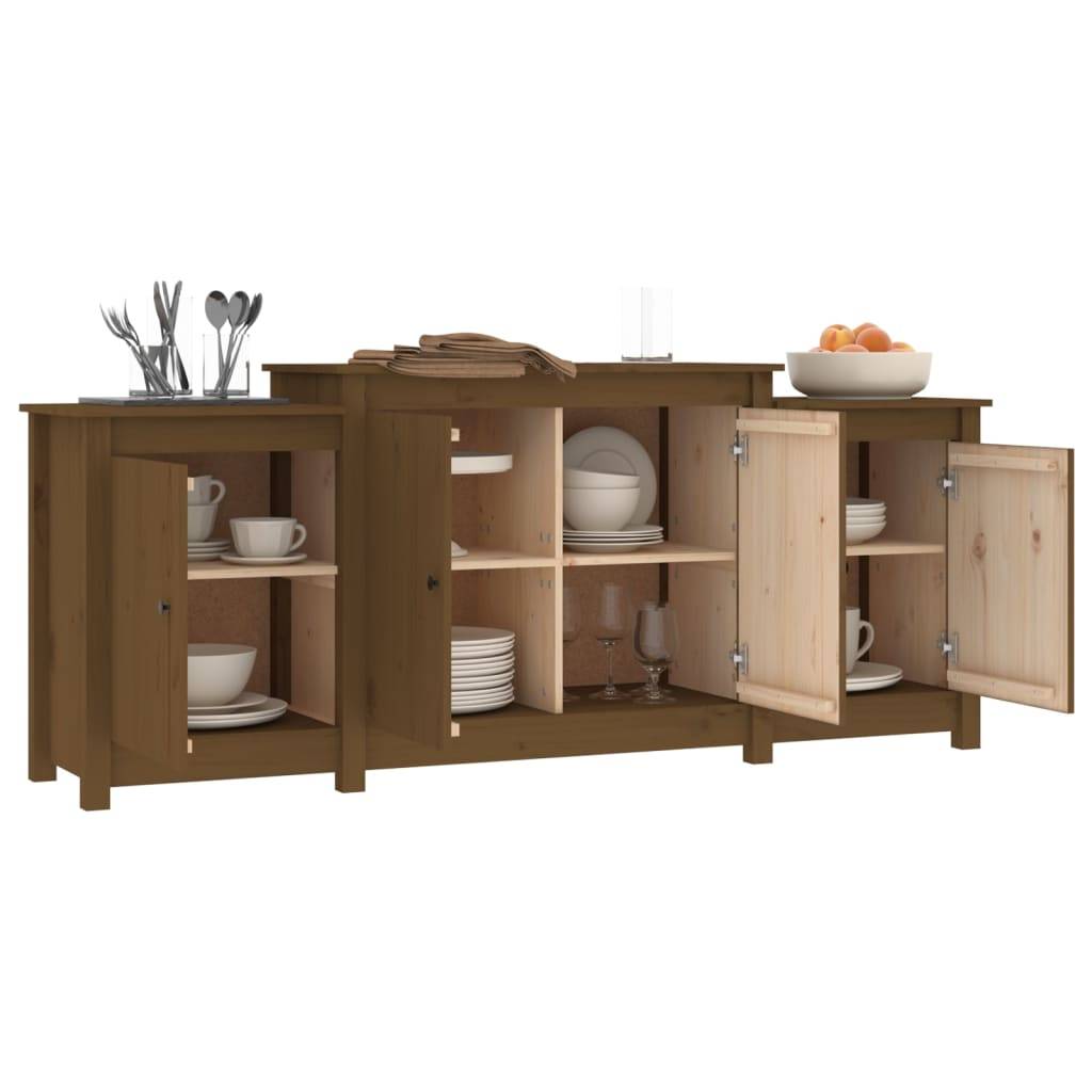 vidaXL Sideboard Honigbraun 164x37x68 cm Massivholz Kiefer