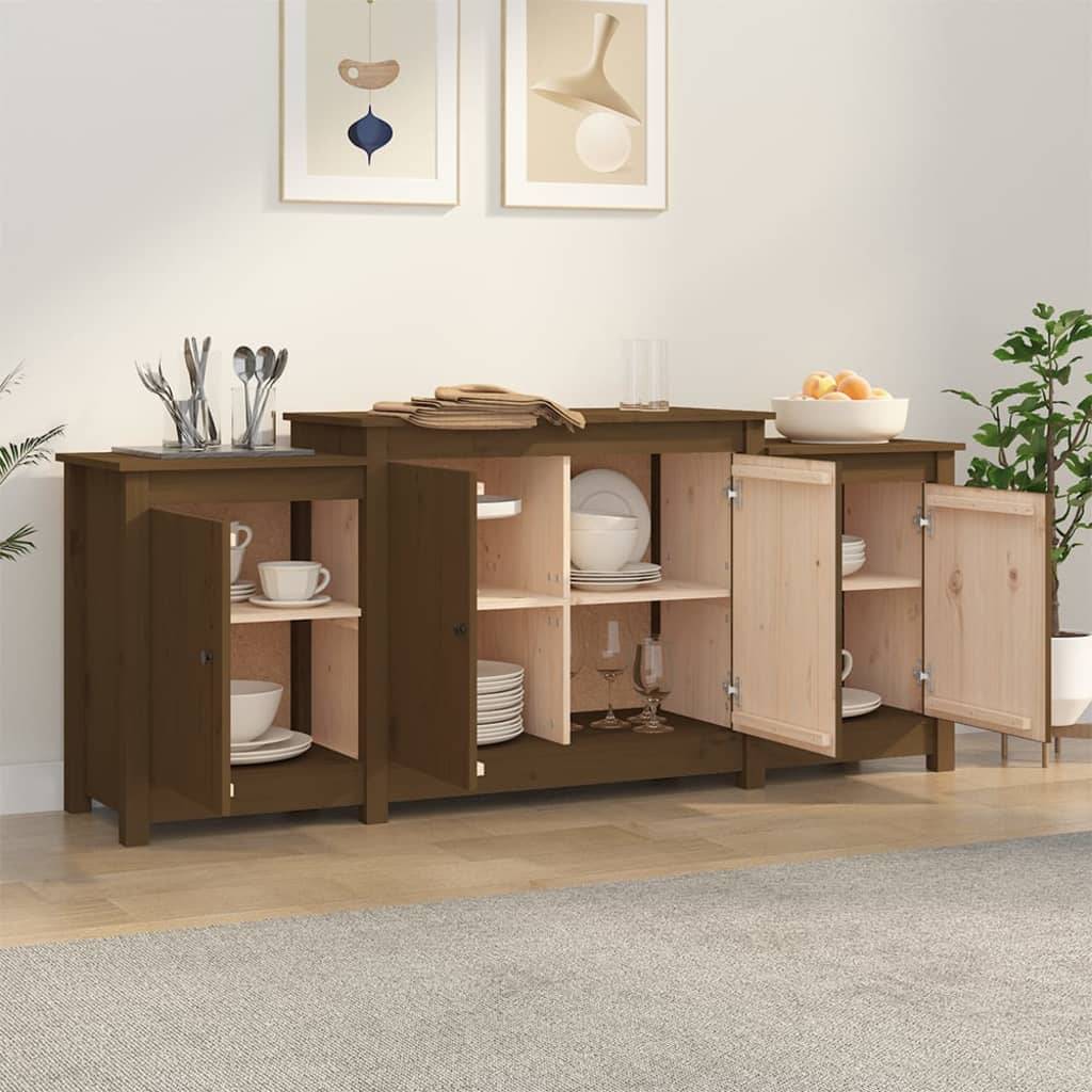 vidaXL Sideboard Honigbraun 164x37x68 cm Massivholz Kiefer