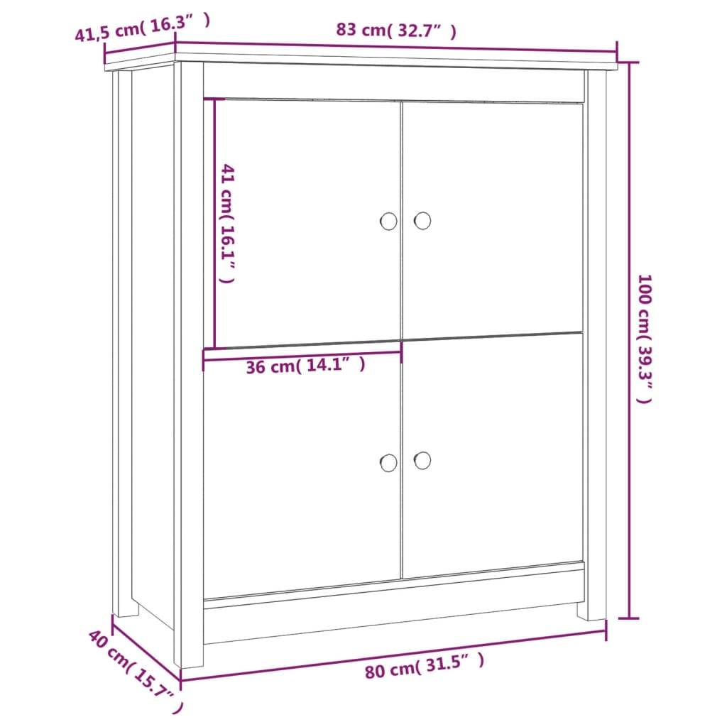 vidaXL Sideboard Weiß 83x41,5x100 cm Massivholz Kiefer