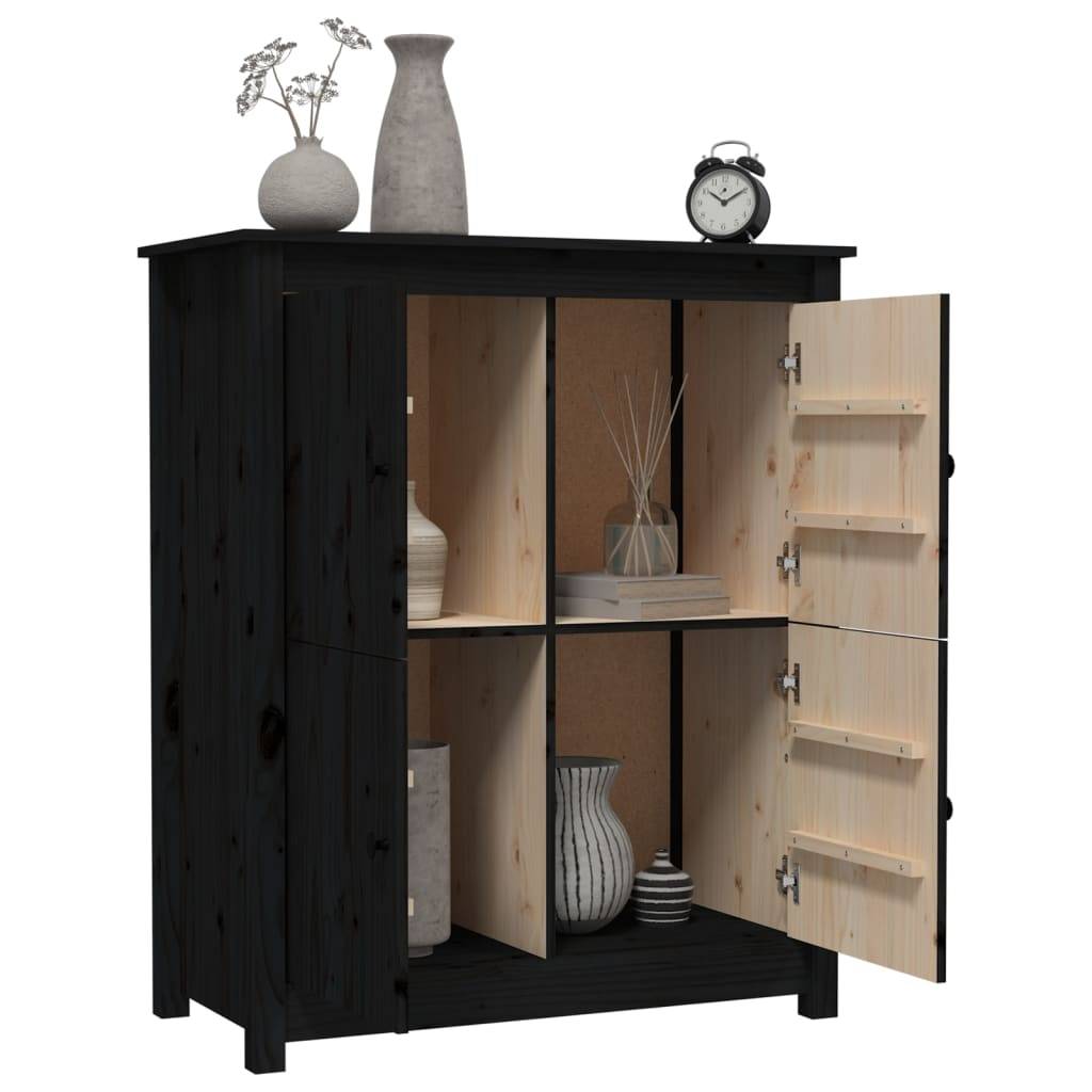 vidaXL Sideboard Schwarz 83x41,5x100 cm Massivholz Kiefer