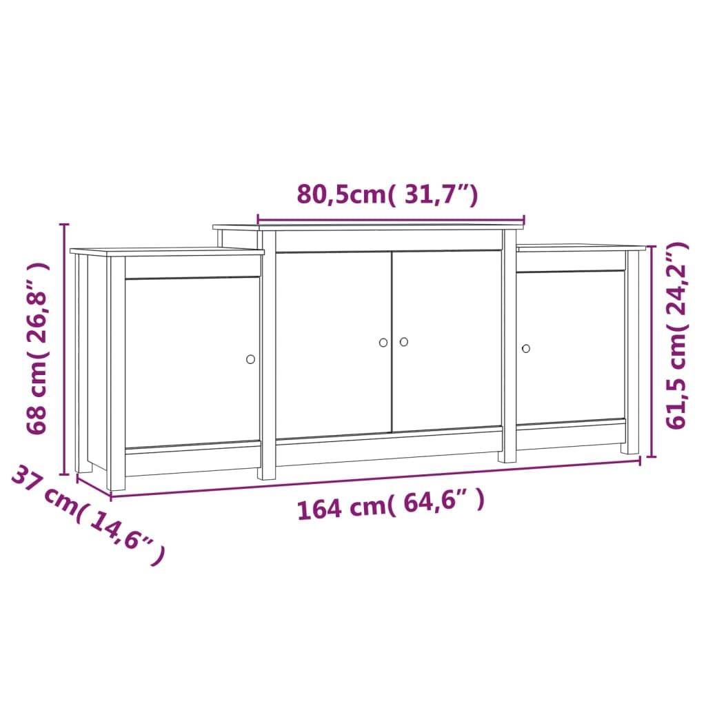 vidaXL Sideboard Honigbraun 164x37x68 cm Massivholz Kiefer