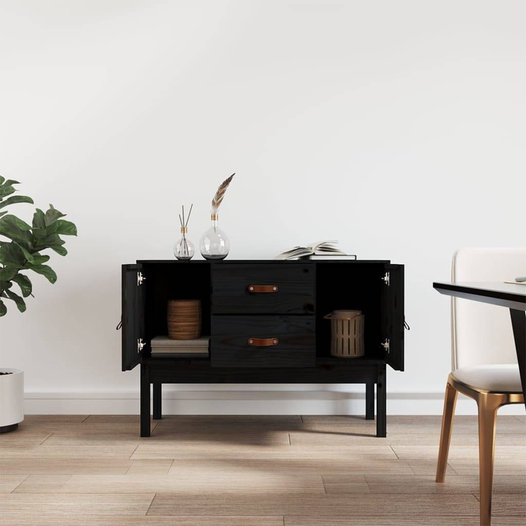 vidaXL Sideboard Schwarz 110x40x78 cm Massivholz Kiefer