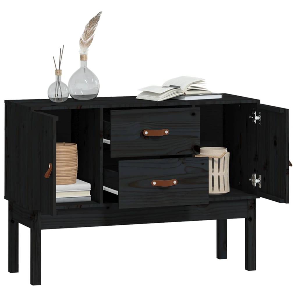 vidaXL Sideboard Schwarz 110x40x78 cm Massivholz Kiefer