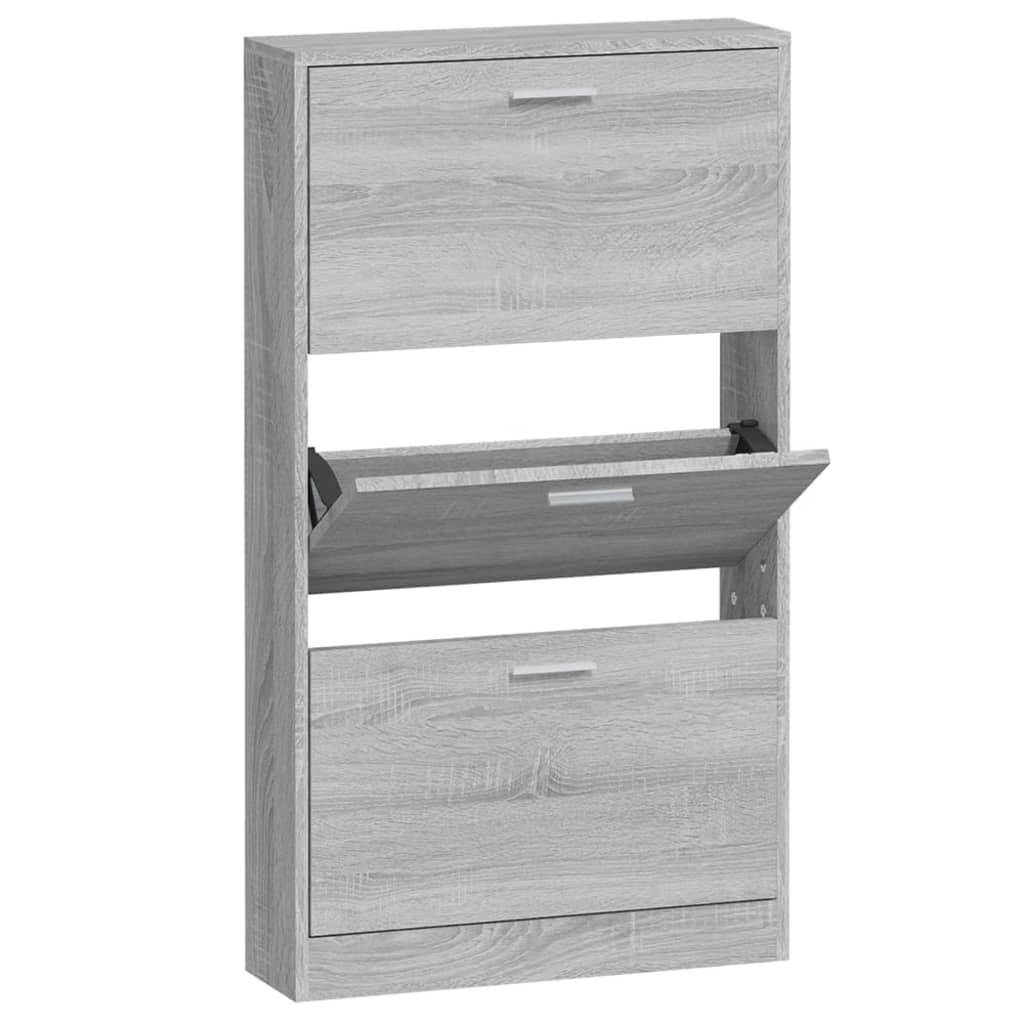 vidaXL Schuhschrank Grau Sonoma 59x17x108 cm Holzwerkstoff