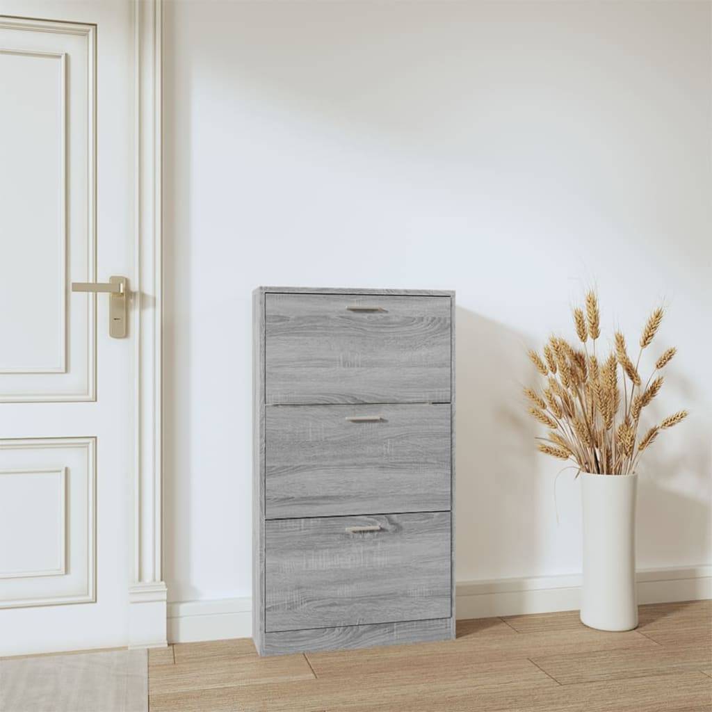 vidaXL Schuhschrank Grau Sonoma 59x17x108 cm Holzwerkstoff