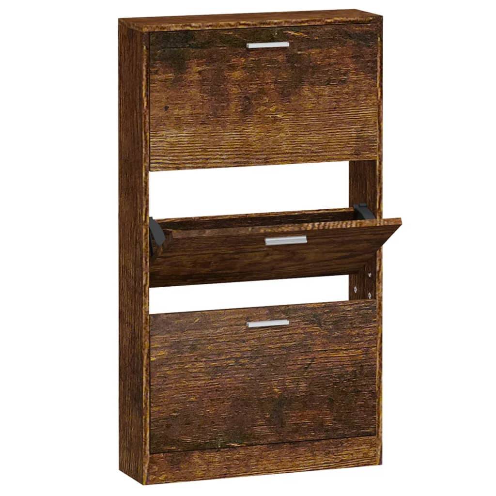vidaXL Schuhschrank Räuchereiche 59x17x108 cm Holzwerkstoff