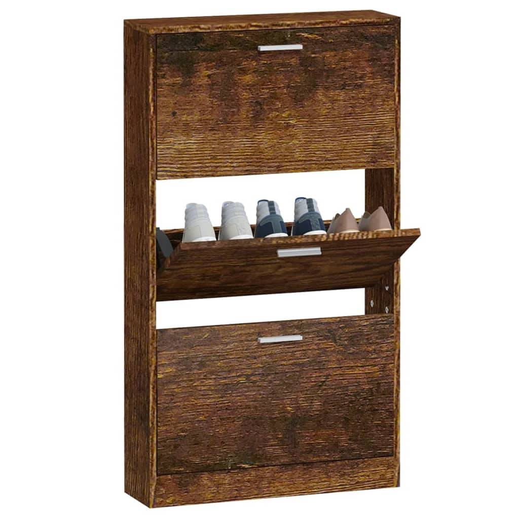 vidaXL Schuhschrank Räuchereiche 59x17x108 cm Holzwerkstoff