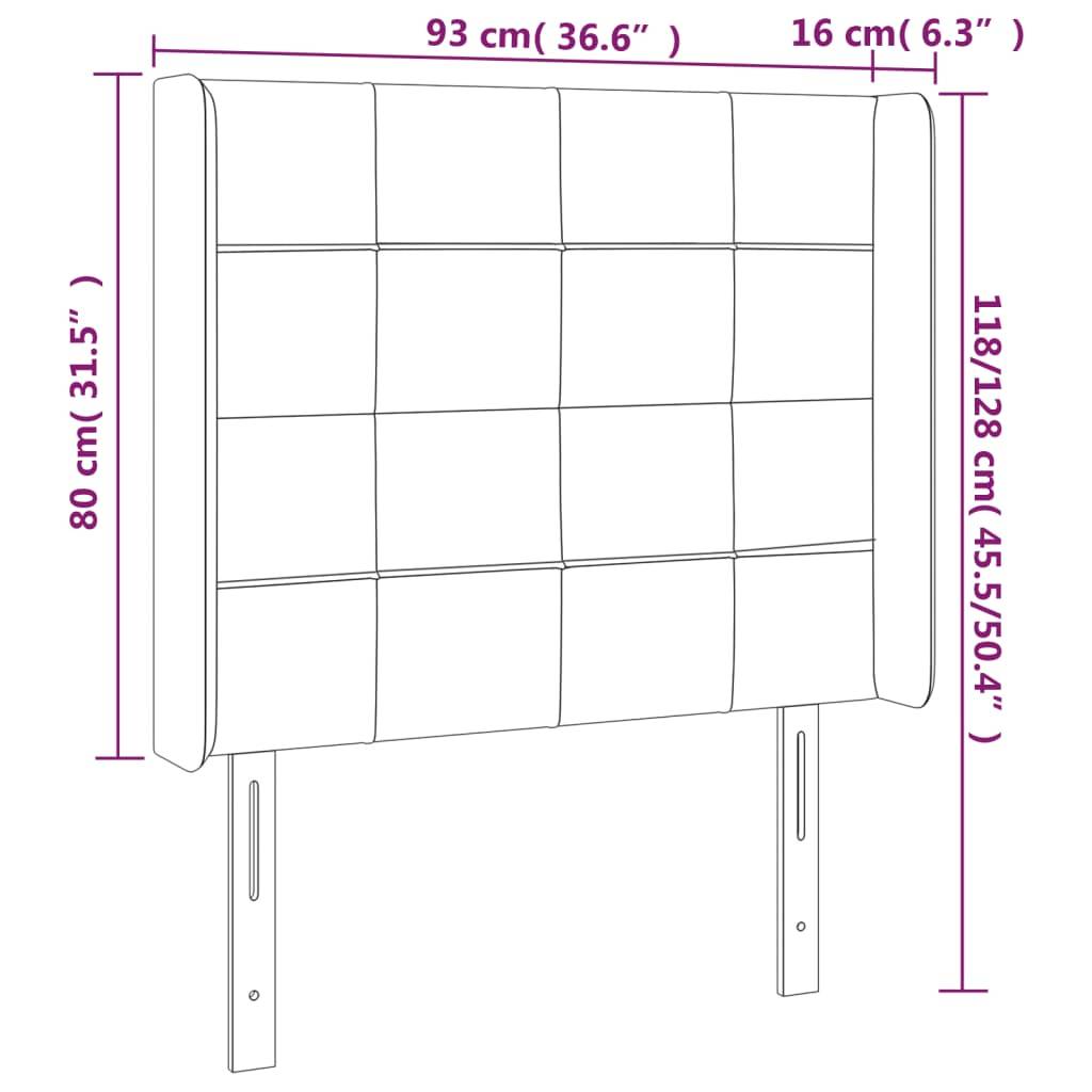 vidaXL Kopfteil mit Ohren Dunkelgrau 93x16x118/128 cm Stoff