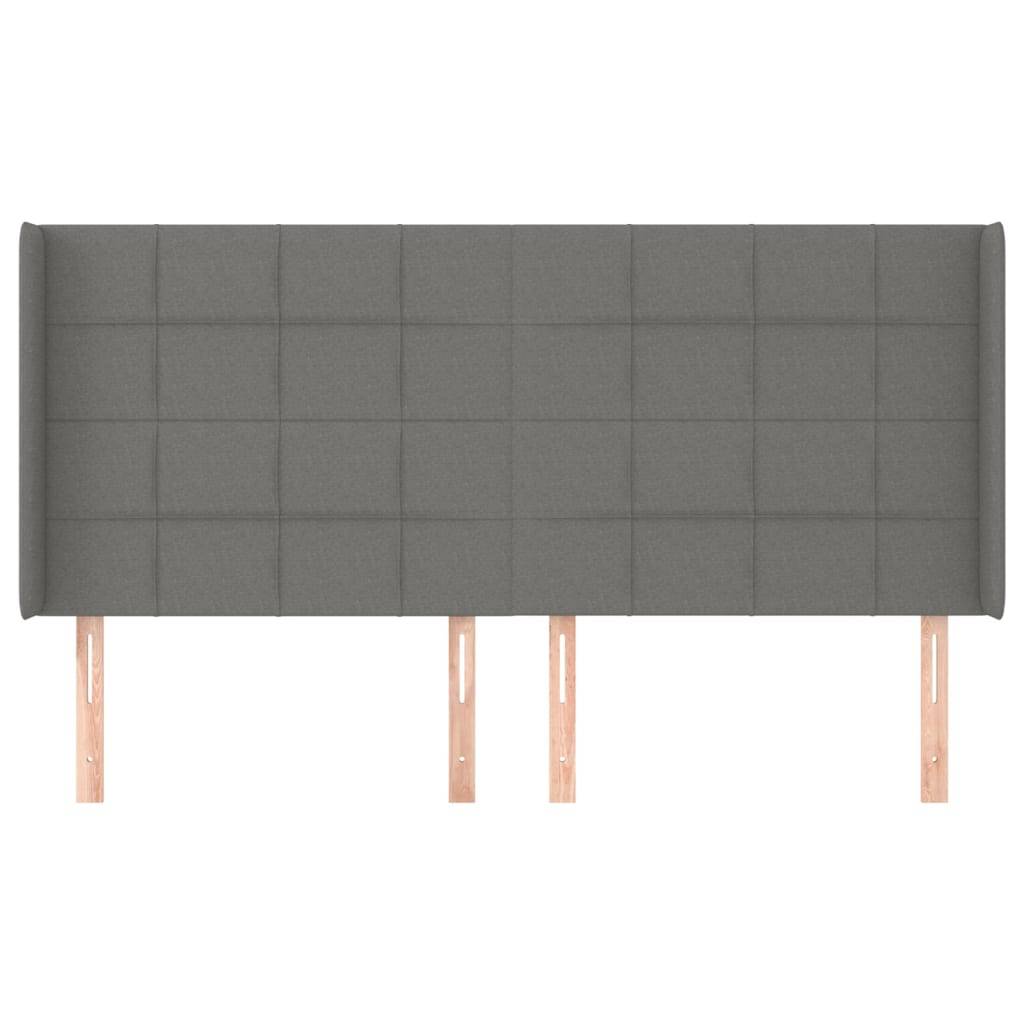 vidaXL Kopfteil mit Ohren Dunkelgrau 203x16x118/128 cm Stoff