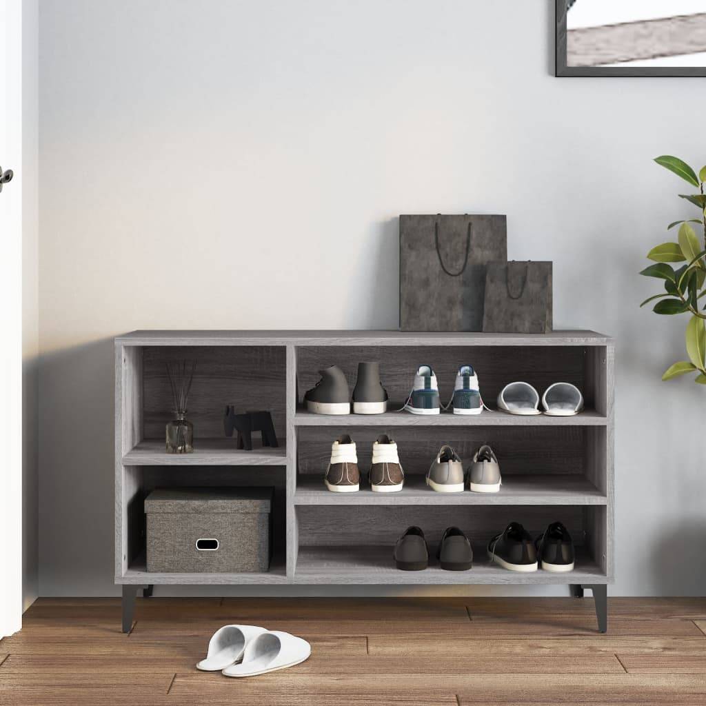 vidaXL Schuhregal Grau Sonoma 102x36x60 cm Holzwerkstoff