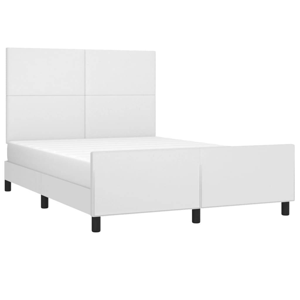 vidaXL Bettgestell mit Kopfteil Weiß 140x190 cm Kunstleder