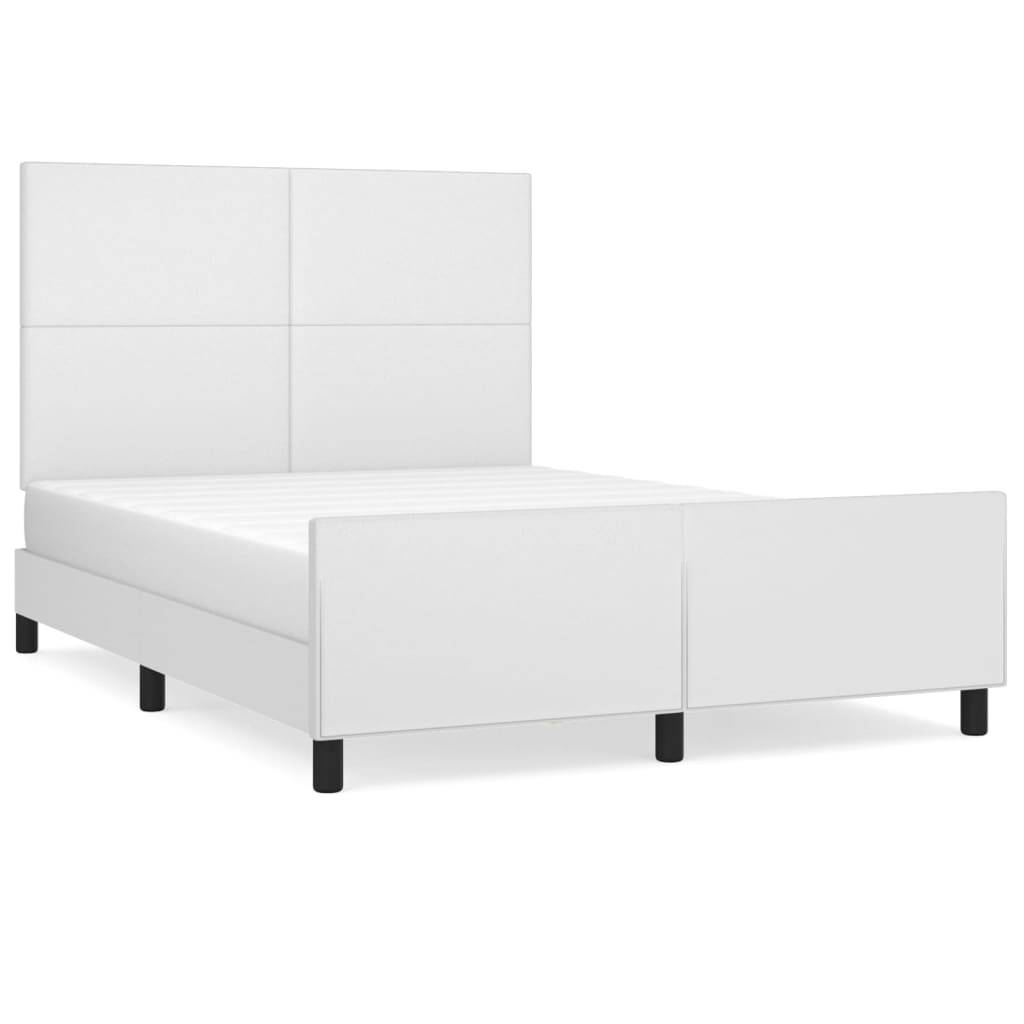 vidaXL Bettgestell mit Kopfteil Weiß 140x190 cm Kunstleder