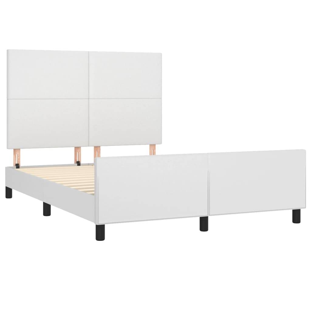 vidaXL Bettgestell mit Kopfteil Weiß 140x190 cm Kunstleder
