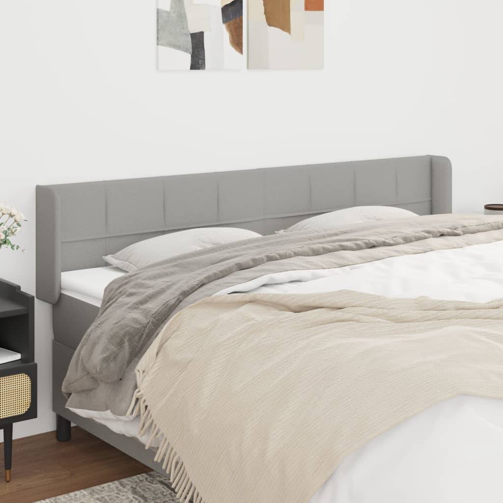 vidaXL Kopfteil mit Ohren Hellgrau 203x16x78/88 cm Stoff