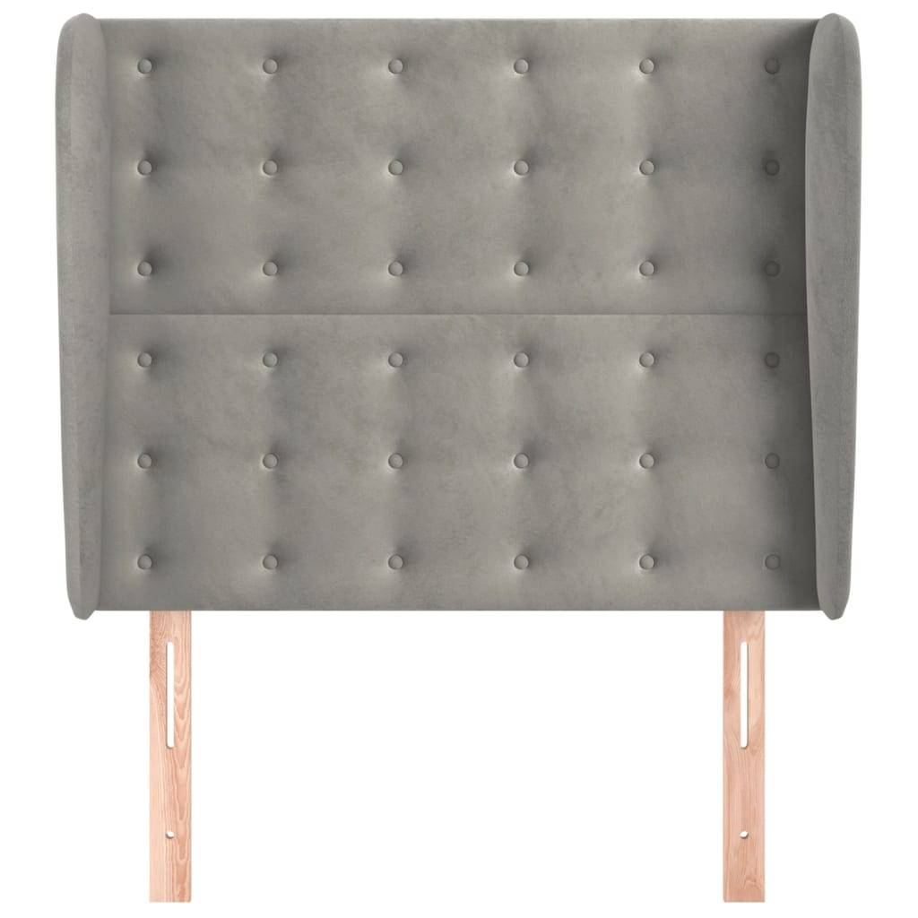 vidaXL Kopfteil mit Ohren Hellgrau 93x23x118/128 cm Samt