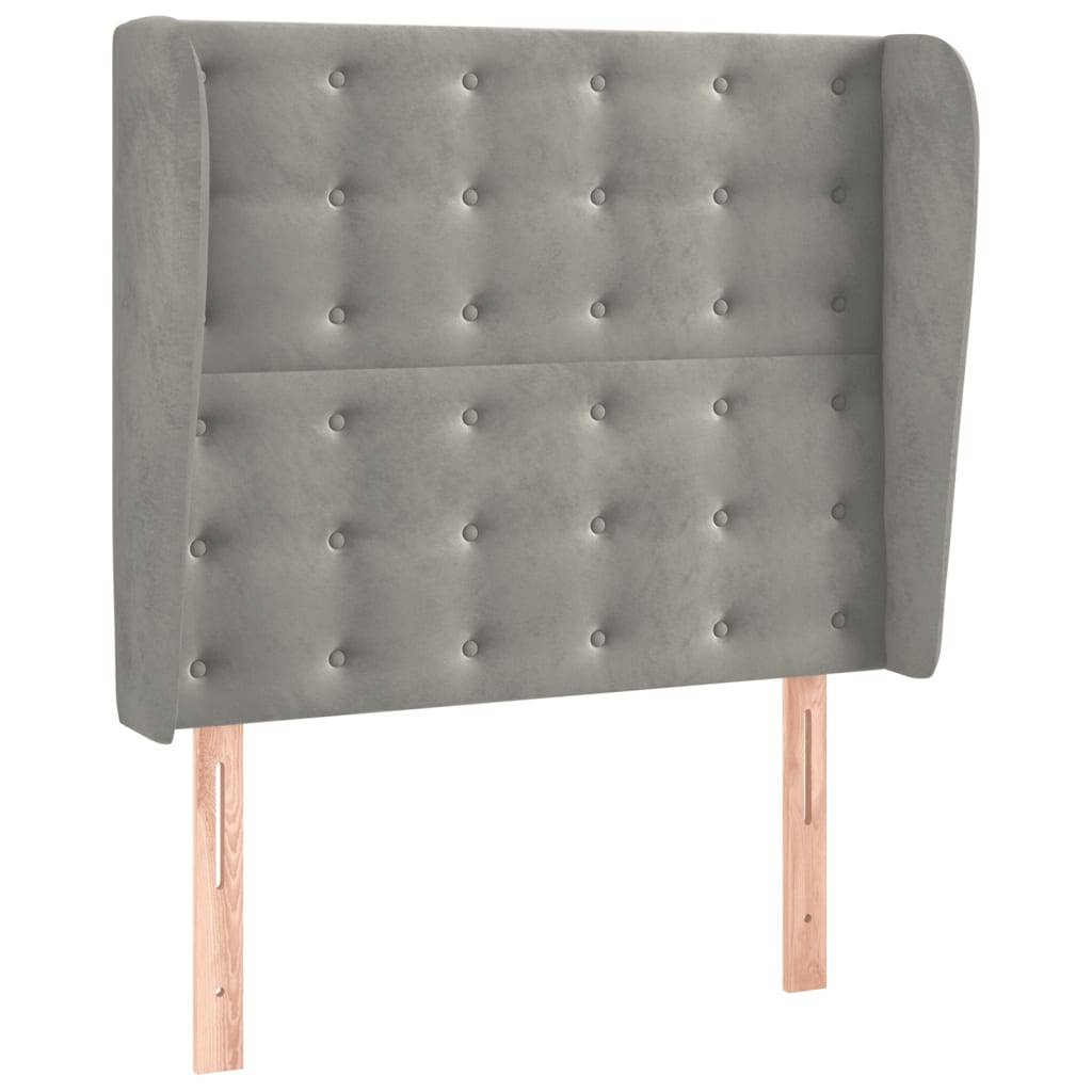 vidaXL Kopfteil mit Ohren Hellgrau 93x23x118/128 cm Samt