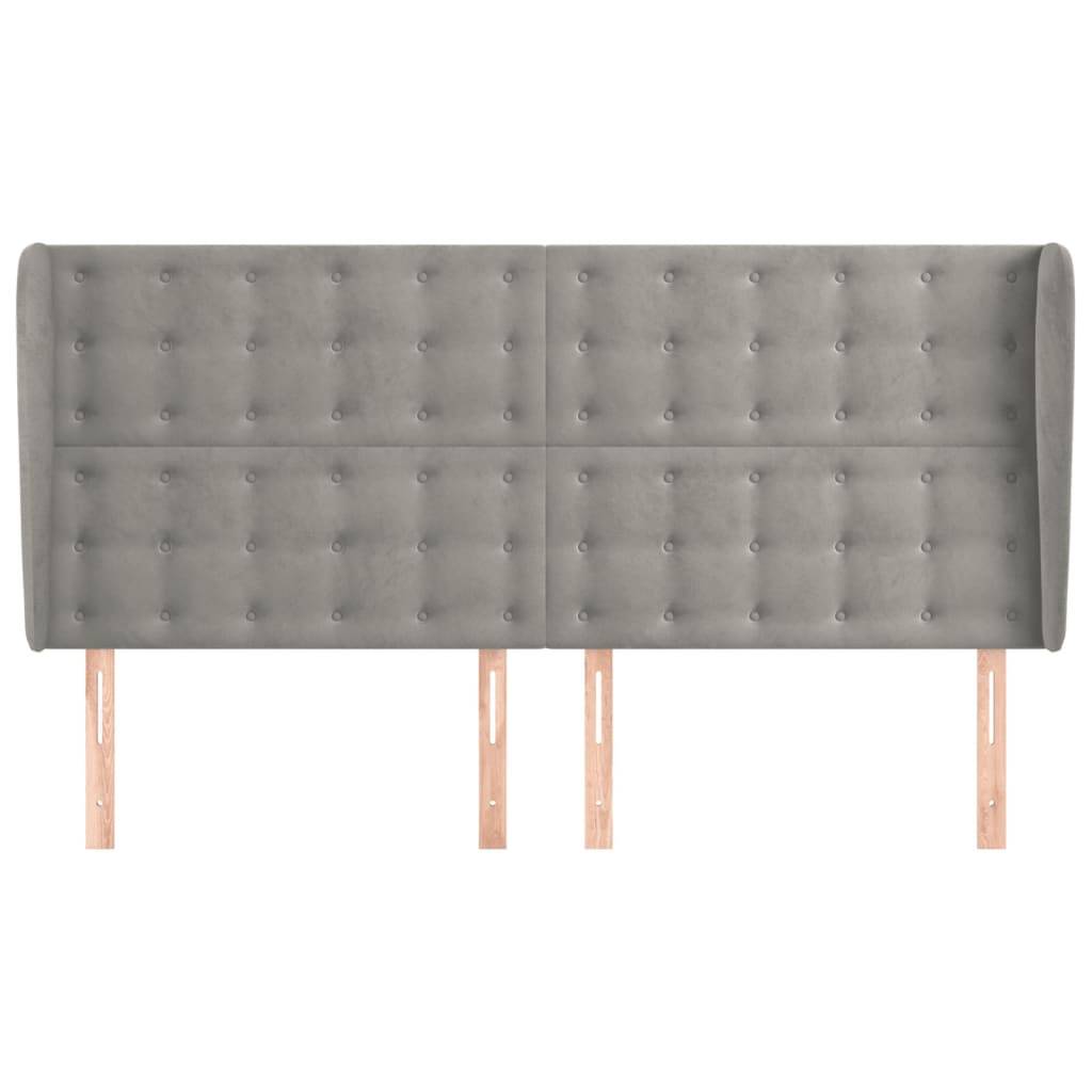vidaXL Kopfteil mit Ohren Hellgrau 183x23x118/128 cm Samt