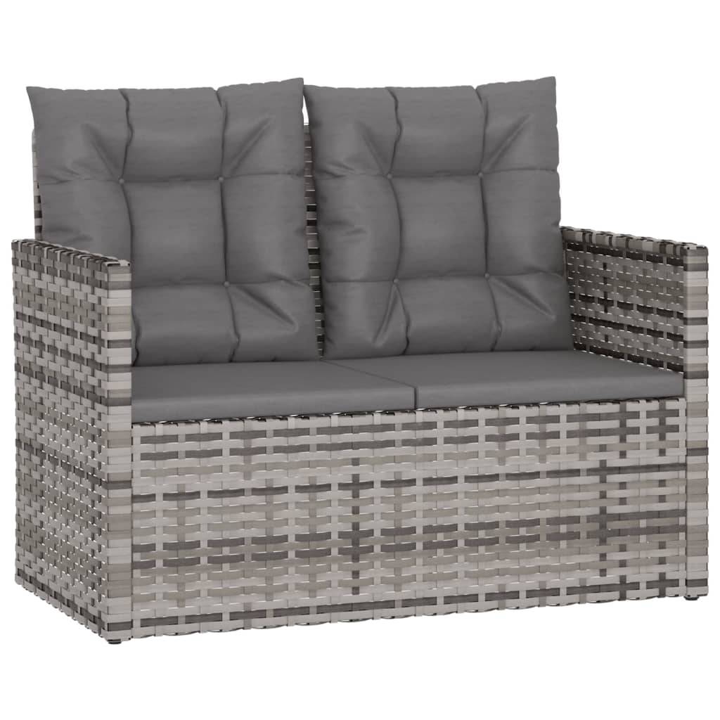 vidaXL 4-tlg. Garten-Lounge-Set mit Kissen Poly Rattan Grau