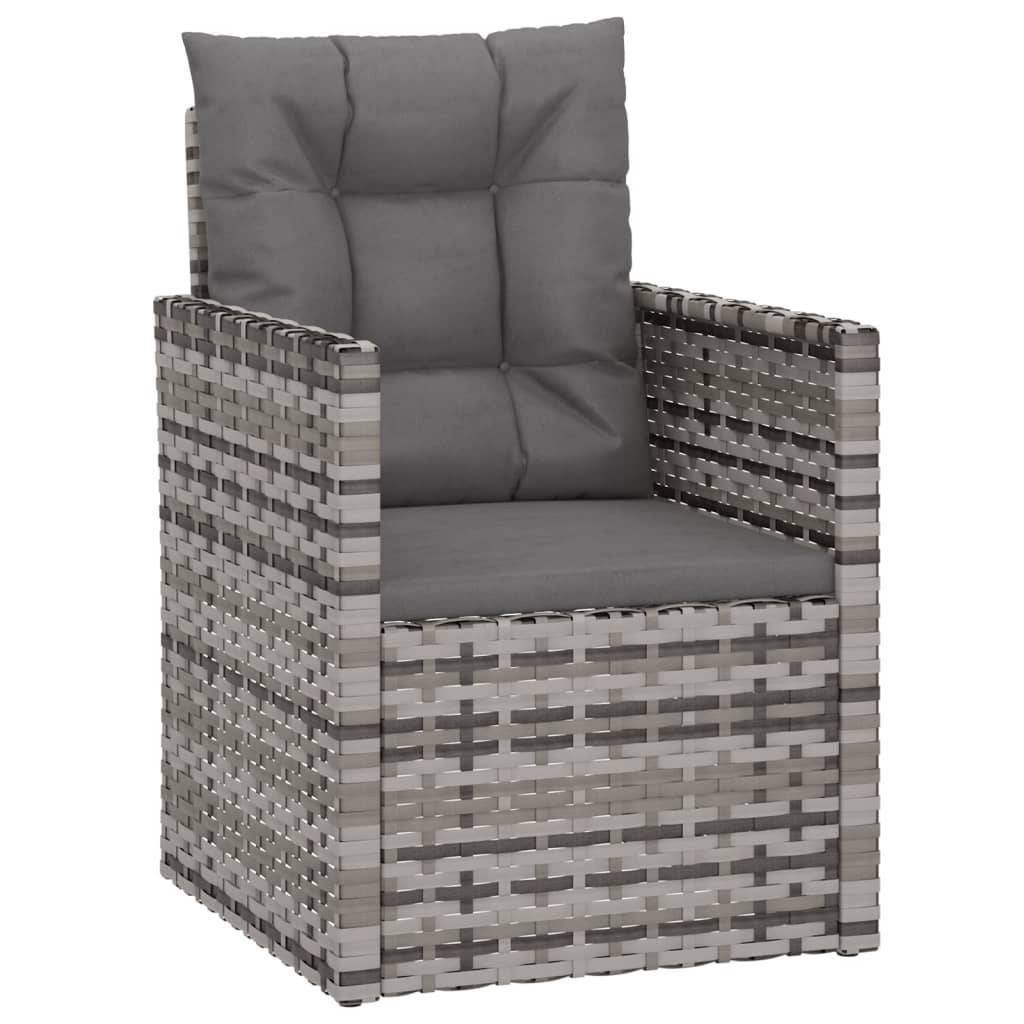 vidaXL 3-tlg. Garten-Lounge-Set mit Kissen Poly Rattan Grau