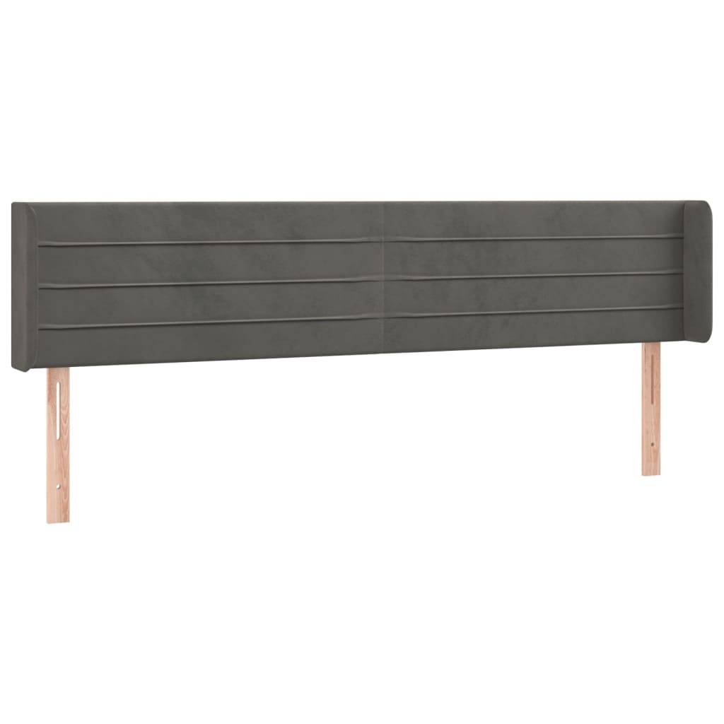 vidaXL LED Kopfteil Dunkelgrau 203x16x78/88 cm Samt