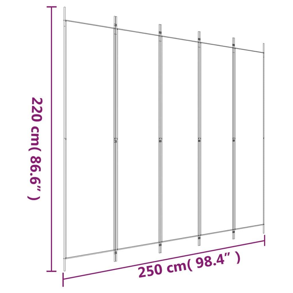vidaXL 5-tlg. Paravent Schwarz 250x220 cm Stoff