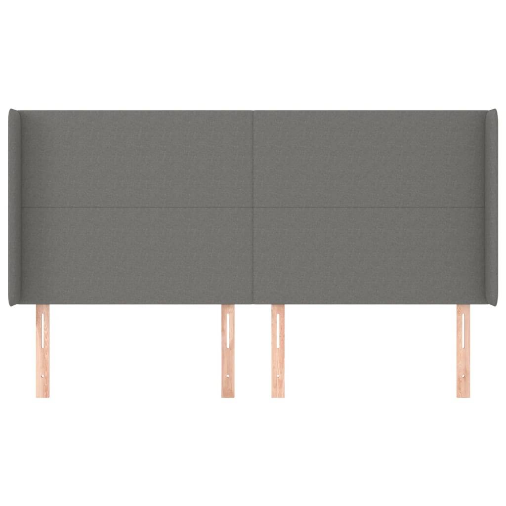 vidaXL Kopfteil mit Ohren Dunkelgrau 183x16x118/128 cm Stoff
