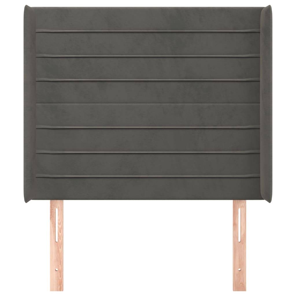 vidaXL Kopfteil mit Ohren Dunkelgrau 83x16x118/128 cm Samt