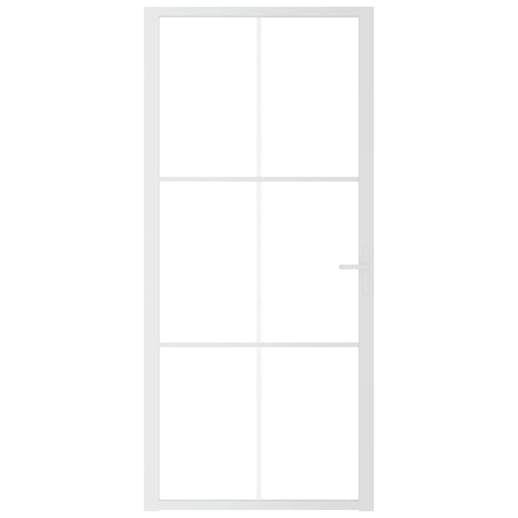 vidaXL Innentür 93x201,5 cm Weiß ESG-Glas und Aluminium