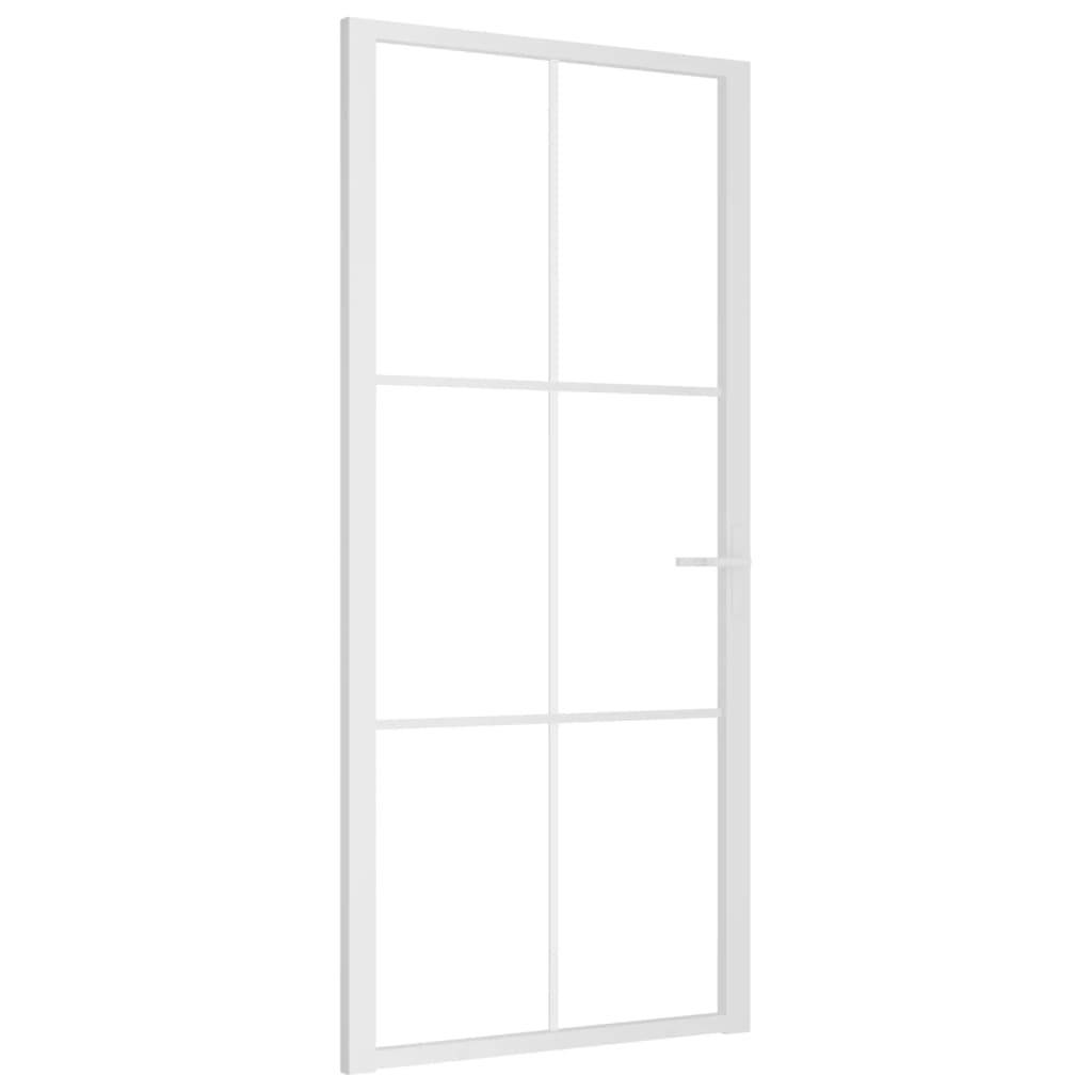 vidaXL Innentür 93x201,5 cm Weiß ESG-Glas und Aluminium