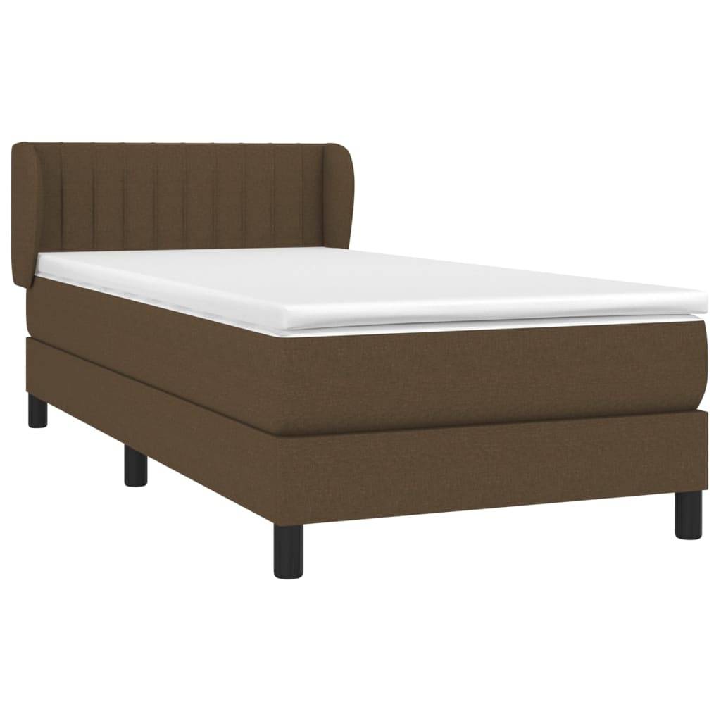 vidaXL Boxspringbett mit Matratze Dunkelbraun 100x200 cm Stoff