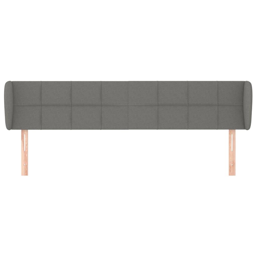 vidaXL Kopfteil mit Ohren Dunkelgrau 203x23x78/88 cm Stoff