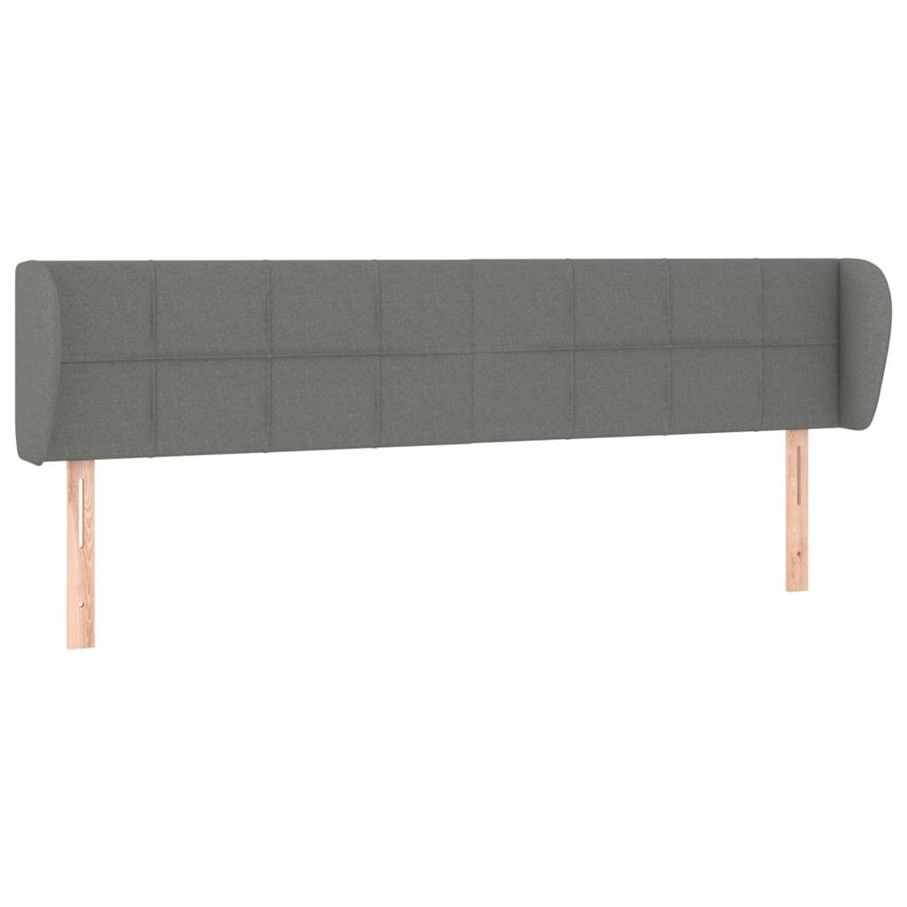 vidaXL Kopfteil mit Ohren Dunkelgrau 203x23x78/88 cm Stoff