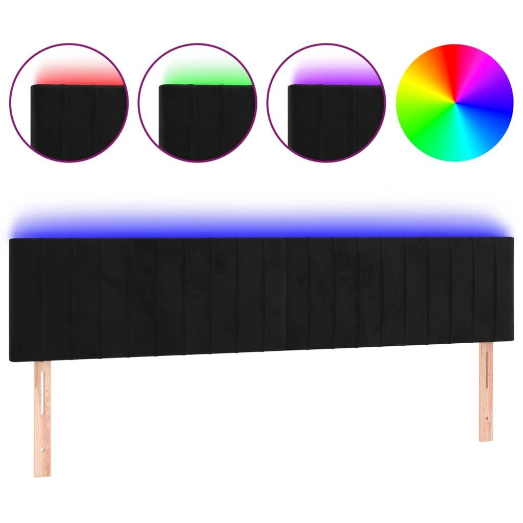 vidaXL LED Kopfteil Schwarz 160x5x78/88 cm Samt