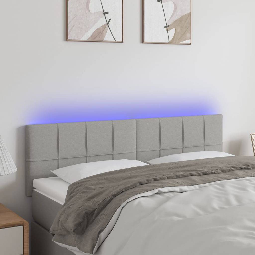 vidaXL LED Kopfteil Hellgrau 144x5x78/88 cm Stoff