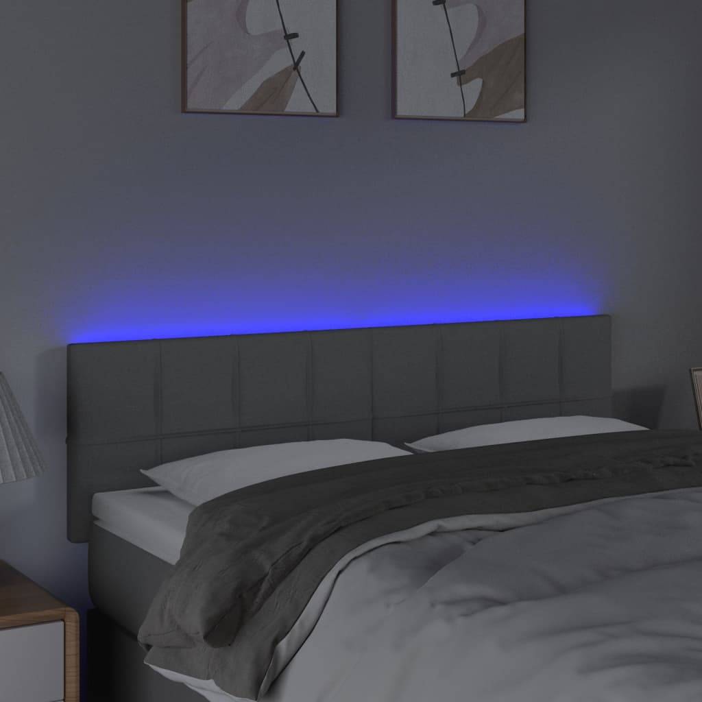 vidaXL LED Kopfteil Hellgrau 144x5x78/88 cm Stoff