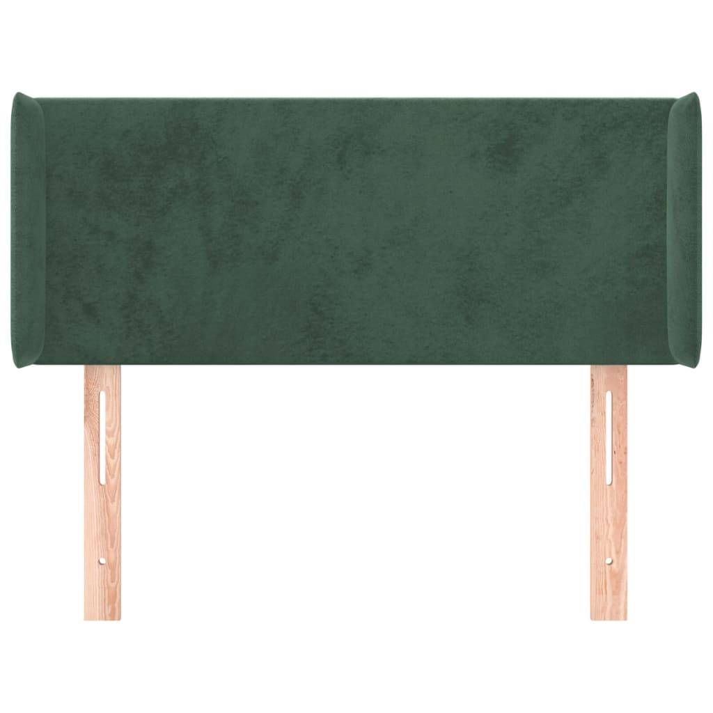 vidaXL Kopfteil mit Ohren Dunkelgrün 103x16x78/88 cm Samt