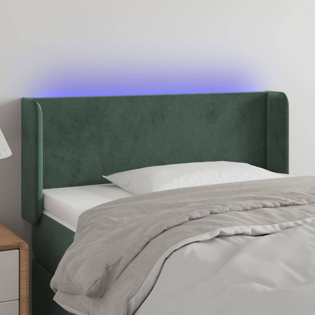 vidaXL LED Kopfteil Dunkelgrün 103x16x78/88 cm Samt