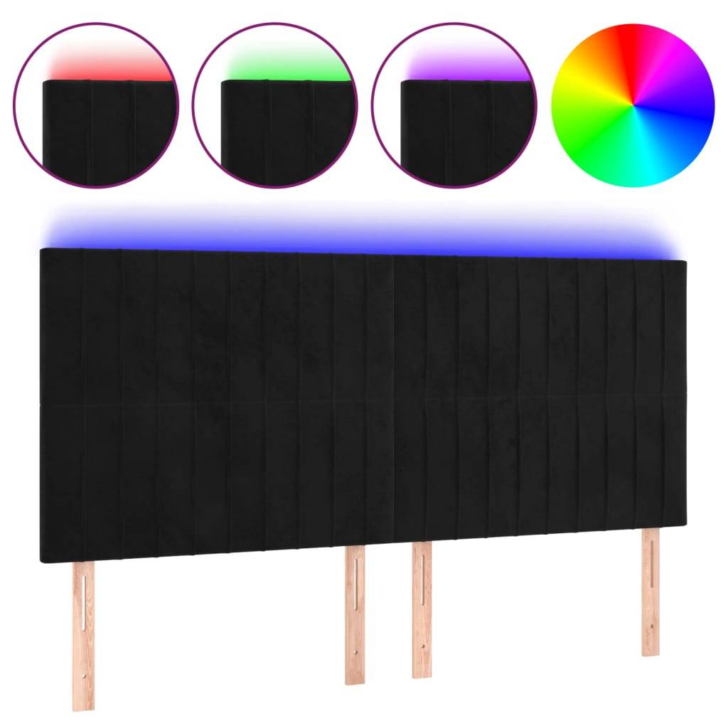vidaXL LED Kopfteil Schwarz 160x5x118/128 cm Samt