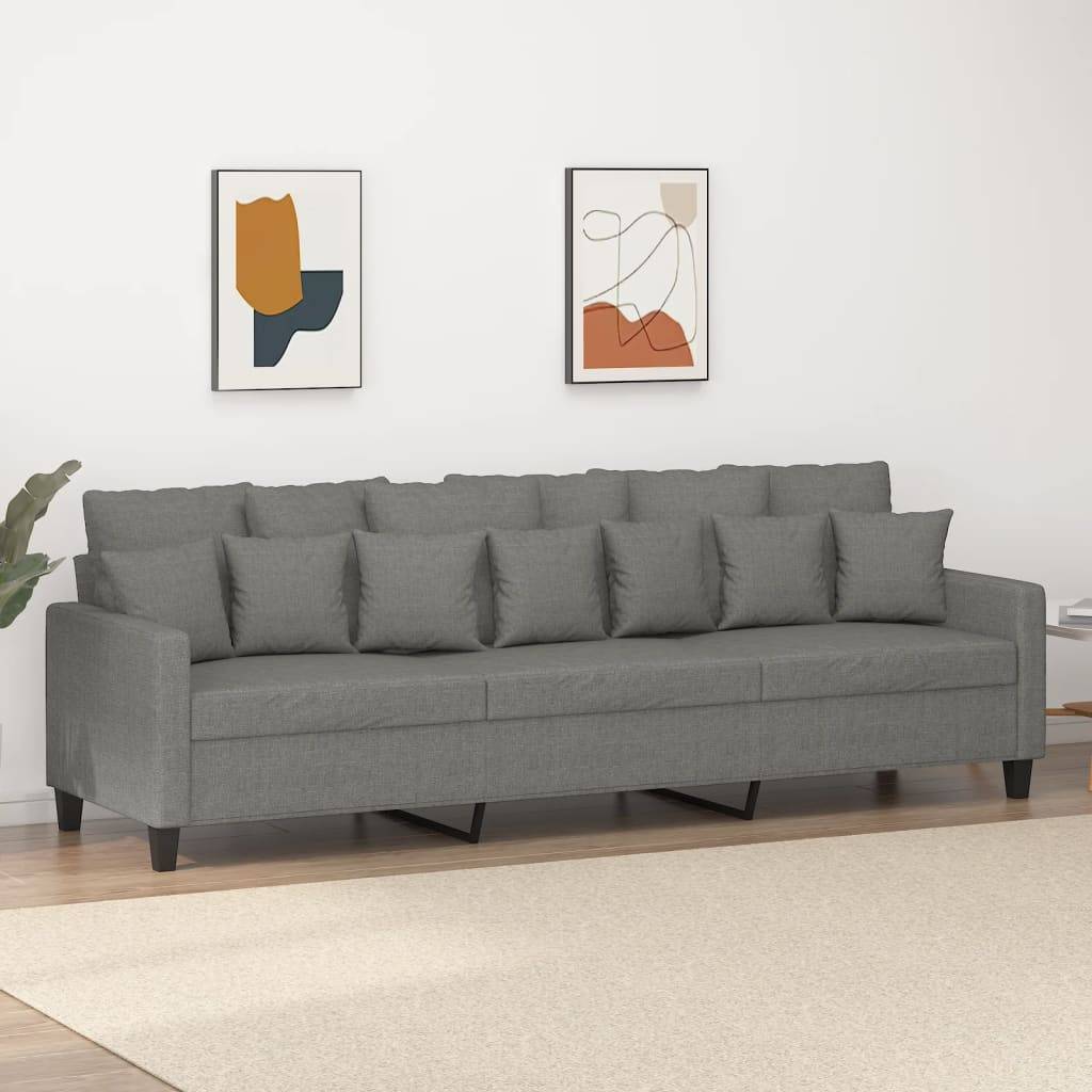 vidaXL 3-Sitzer-Sofa Dunkelgrau 210 cm Stoff