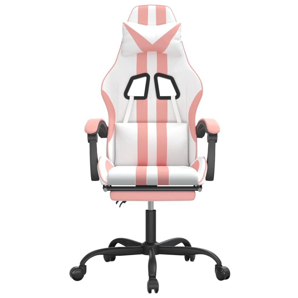 vidaXL Gaming-Stuhl mit Fußstütze Weiß und Rosa Kunstleder