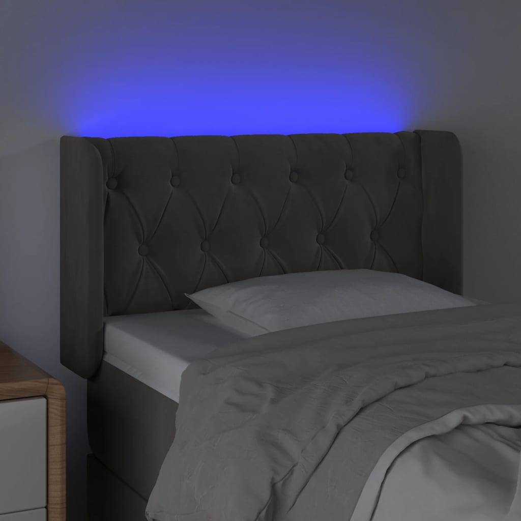 vidaXL LED Kopfteil Dunkelgrau 83x16x78/88 cm Samt