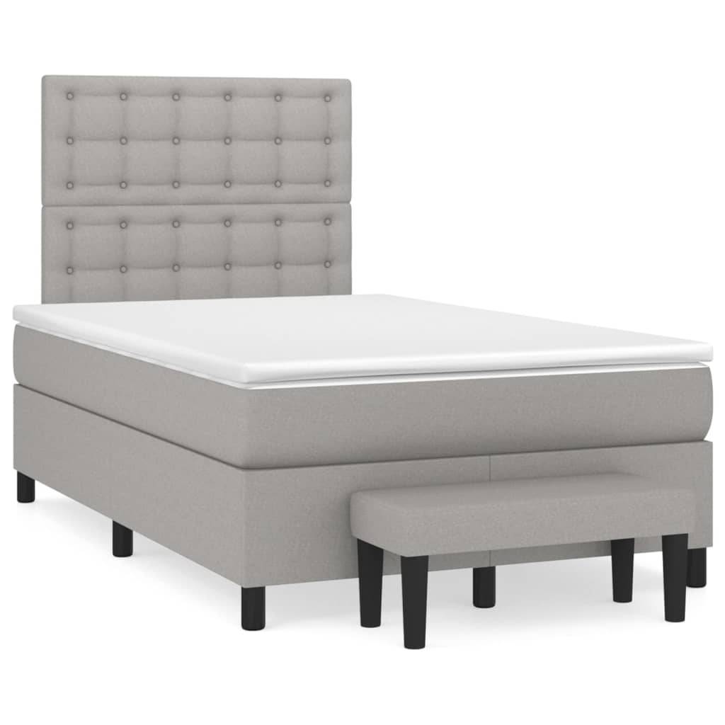 vidaXL Boxspringbett mit Matratze Hellgrau 120x200 cm Stoff