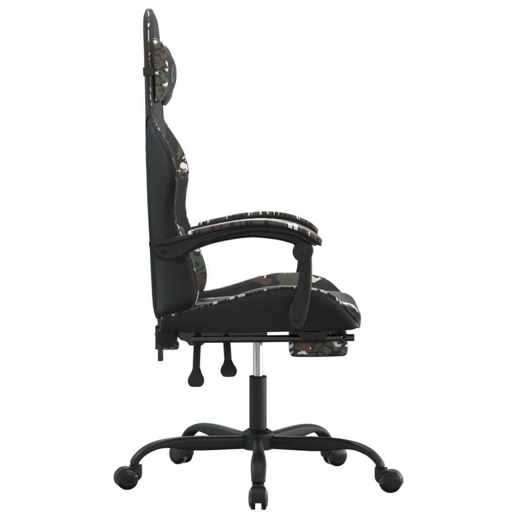 vidaXL Gamingstuhl mit Fußstütze Drehbar Schwarz Tarnfarben Kunstleder
