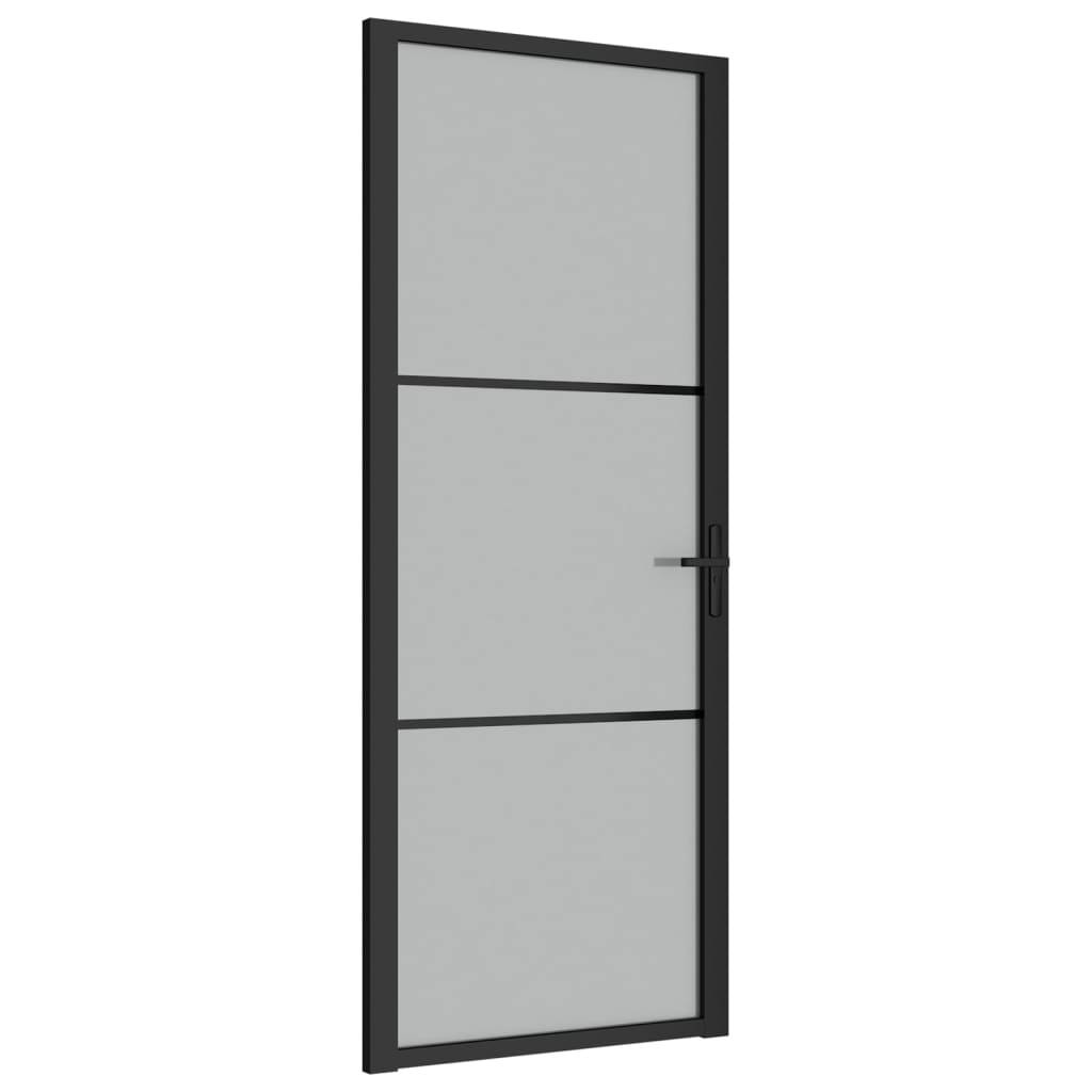 vidaXL Innentür 83x201,5 cm Schwarz Mattglas und Aluminium