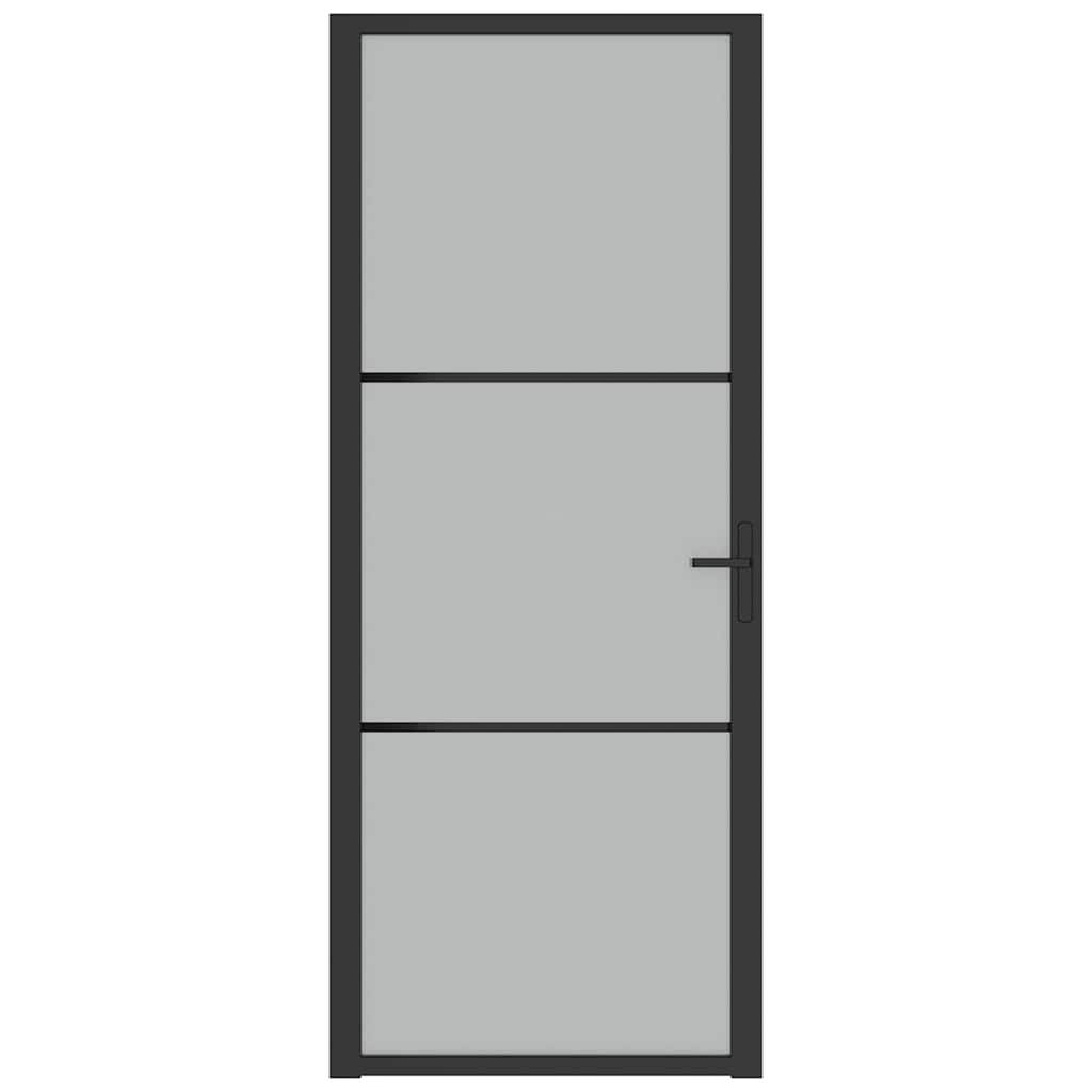 vidaXL Innentür 83x201,5 cm Schwarz Mattglas und Aluminium