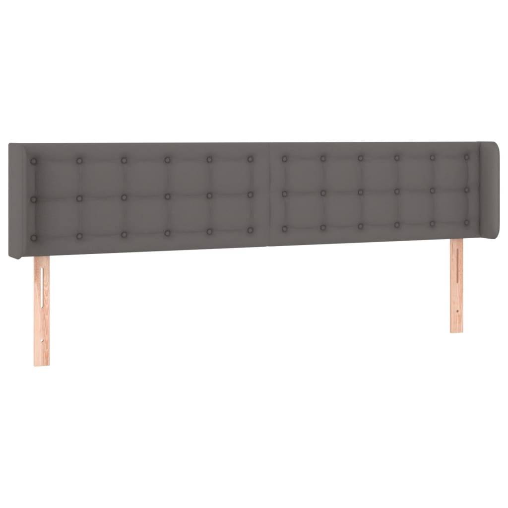 vidaXL Kopfteil mit Ohren Grau 203x16x78/88 cm Kunstleder