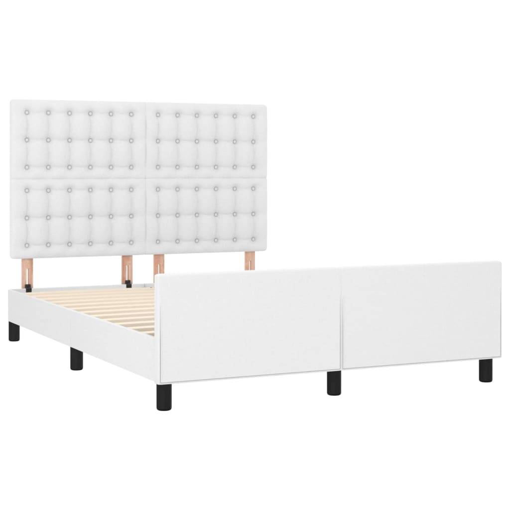vidaXL Bettgestell mit Kopfteil Weiß 140x200 cm Kunstleder