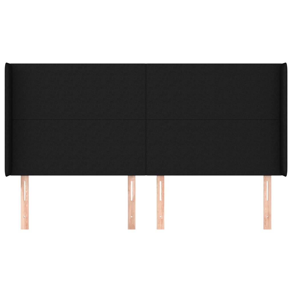 vidaXL Kopfteil mit Ohren Schwarz 163x16x118/128 cm Stoff