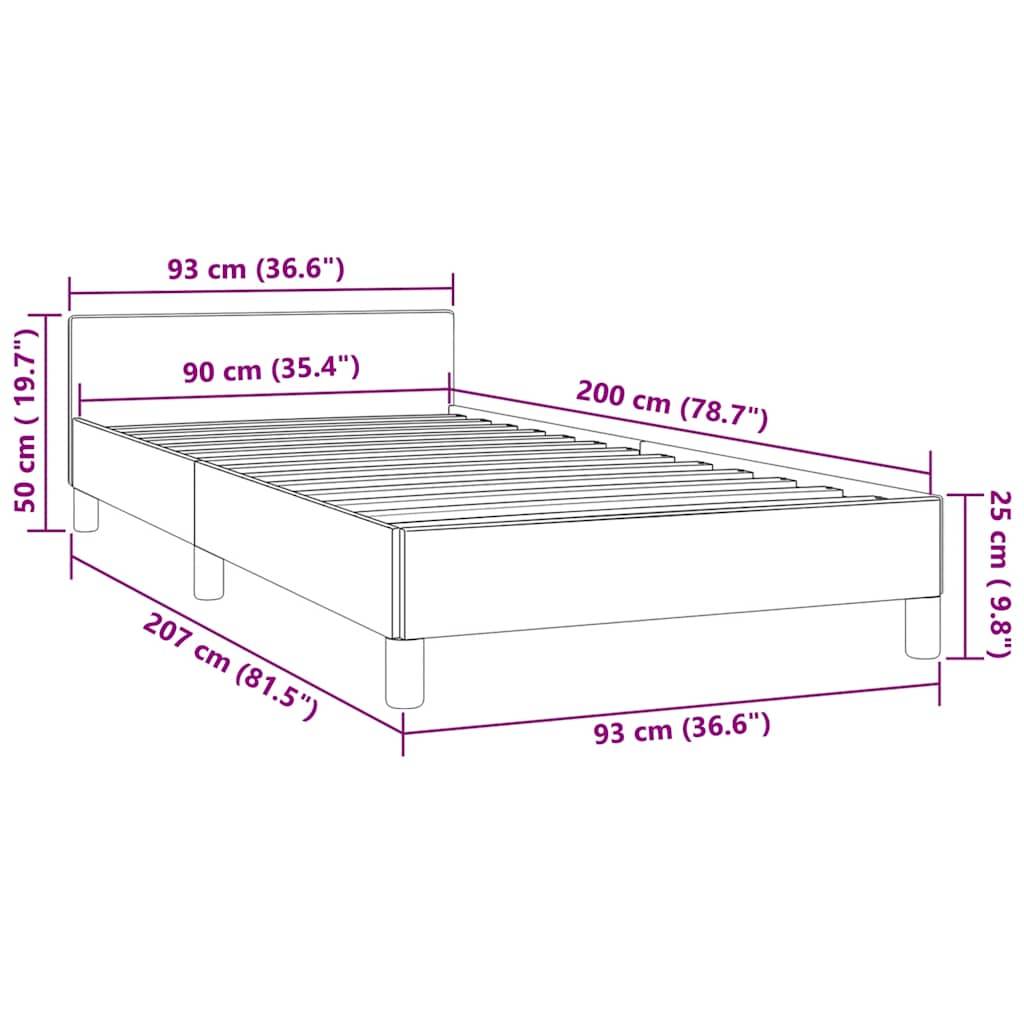 vidaXL Bettgestell ohne Matratze Dunkelblau 90x200 cm Samt